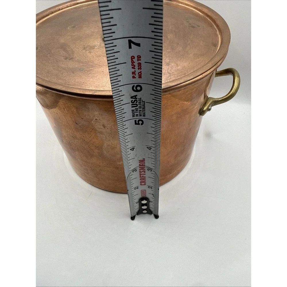 Vintage Copper Pot‎ w/Lid - Brass Handles